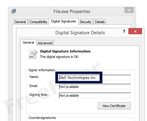 Screenshot of the Dell Technologies Inc. certificate